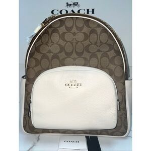Coach Court Backpack In Signature Canvas IN Khaki Chalk